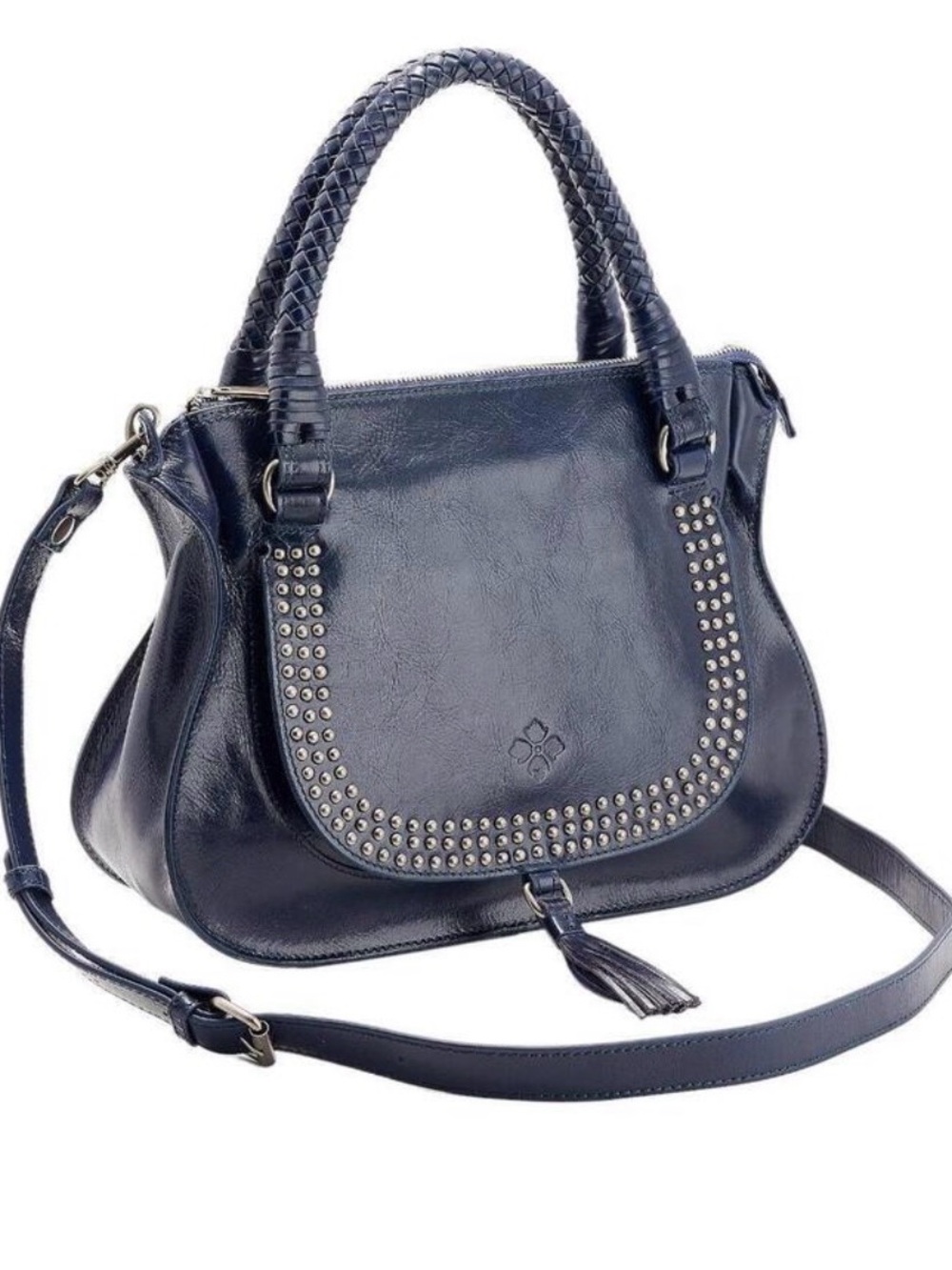 Patricia Nash Discovery Leather Vernazza Flap Satchel Navy‎